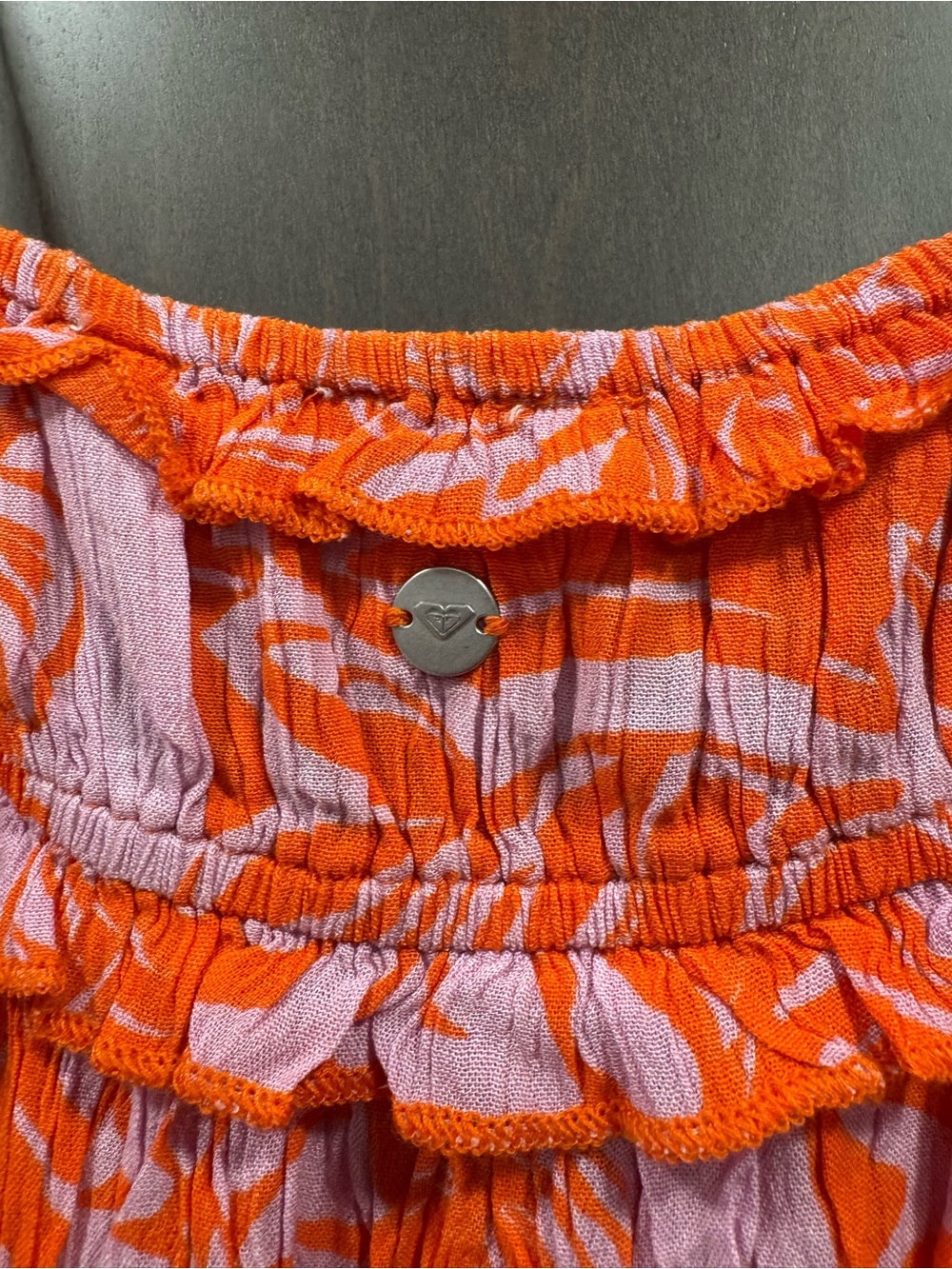Roxy Orange Floral Tie-Shoulder One-Piece Dress - Picture 6 of 7